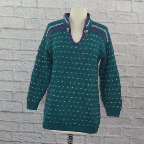 Vintage 80s Alps Fair Isle Wool Sweater Small - Picture 1 of 7